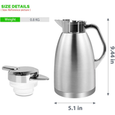 SSAWcasa 61oz Coffee Carafe for Keeping Hot,Stainless Steel Insulated Vacuum Coffee Thermos Urn,Thermal Flask Pot,Coffee Dispenser,Keep 12 Hours Hot,24 Hours Cold (Silver)